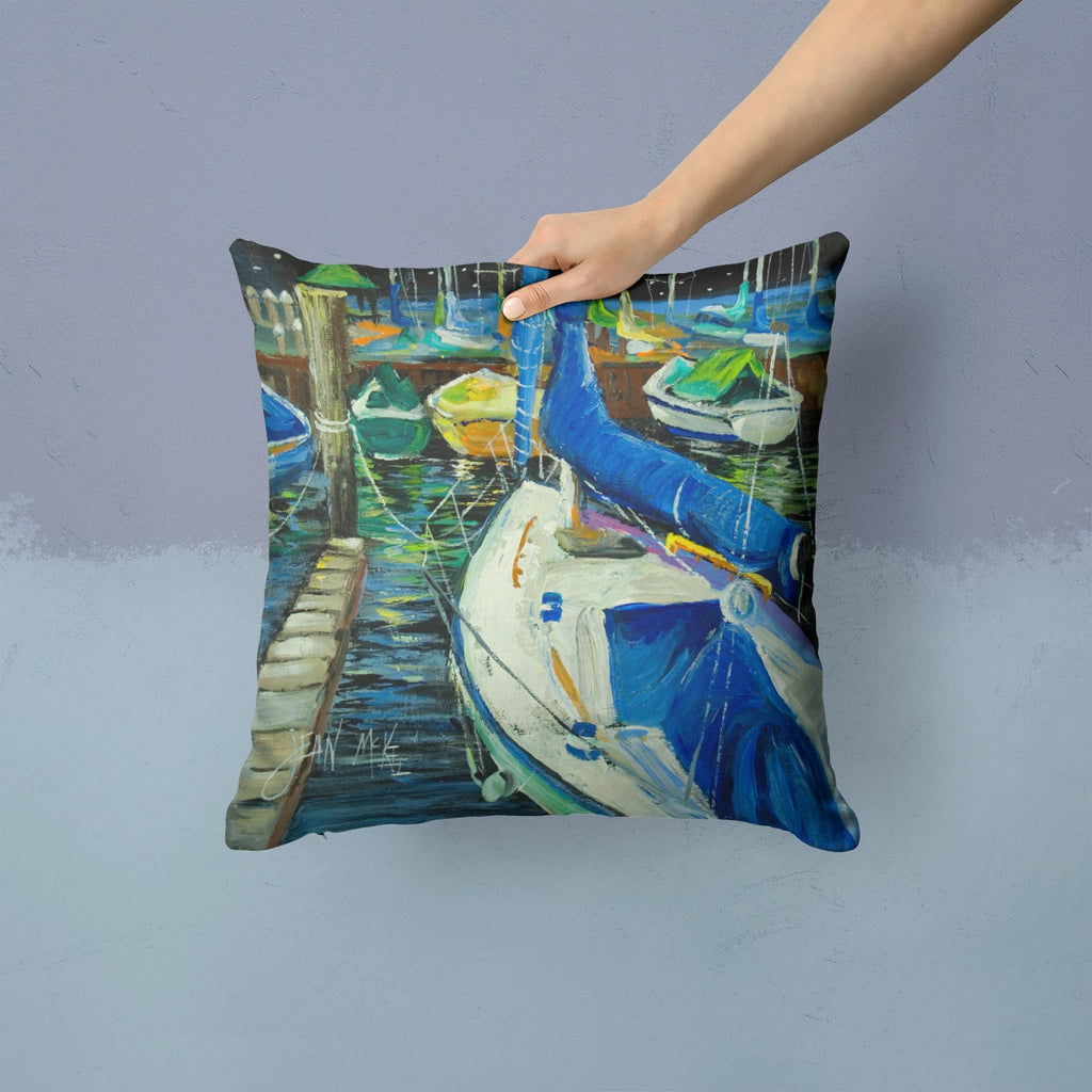 Sailboats Decorative Throw Pillow 14x14 Indoor Outdoor Accent Cushion, Fabric Cover with Insert for Sofa, Bed, Porch & Living Room