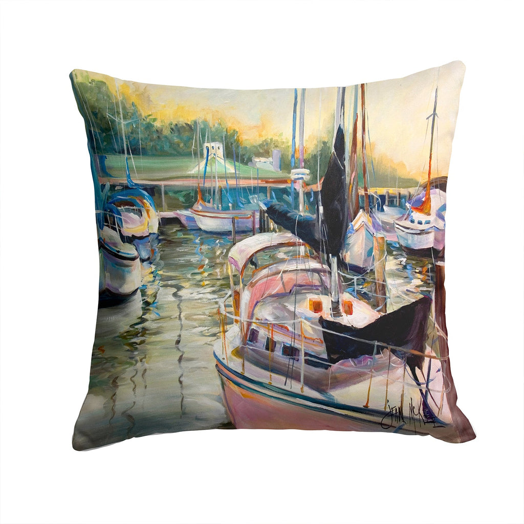 Black Sails Sailboats Decorative Throw Pillow 14x14 Indoor Outdoor Accent Cushion, Fabric Cover with Insert for Sofa, Bed, Porch & Living Room