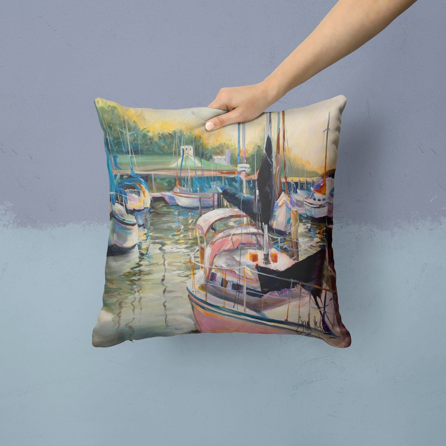 Black Sails Sailboats Decorative Throw Pillow 14x14 Indoor Outdoor Accent Cushion, Fabric Cover with Insert for Sofa, Bed, Porch & Living Room