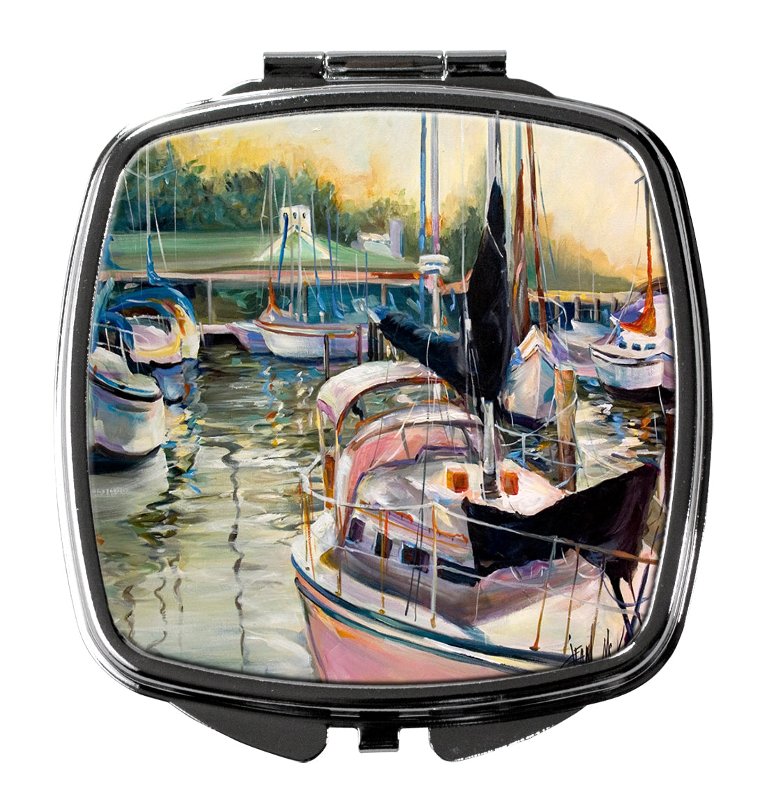 Black Sails Sailboats Compact Mirror Decorative Travel Makeup Mirror for Women Girls Gifts Pocket Makeup Mirror Folding Handheld