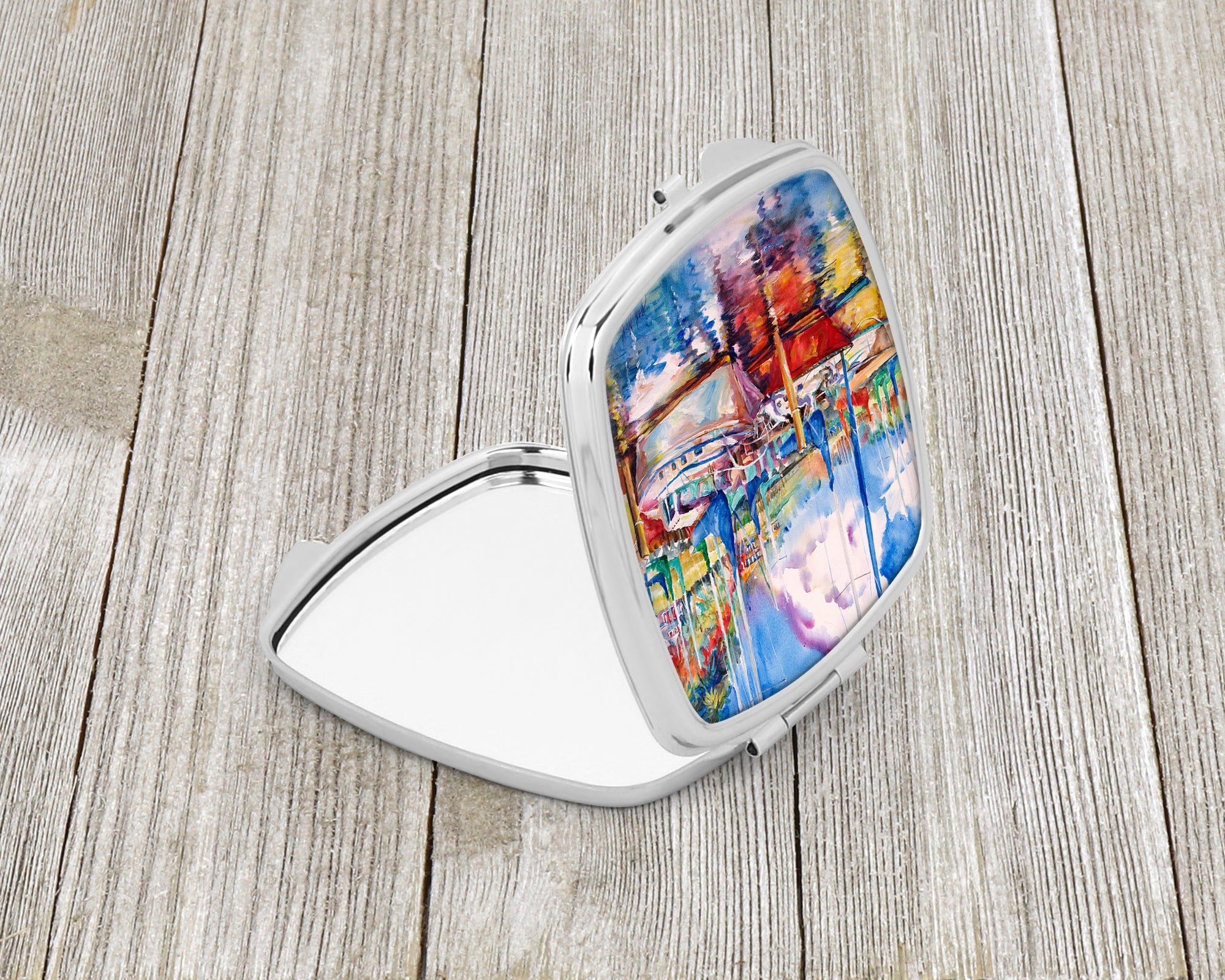 Tree Boats Sailboats Compact Mirror Decorative Travel Makeup Mirror for Women Girls Gifts Pocket Makeup Mirror Folding Handheld