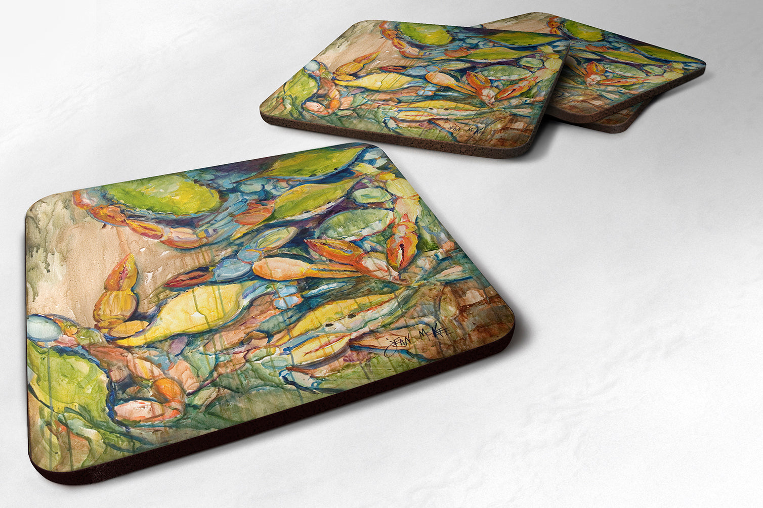 Jubilee Crabs Foam Coasters Set of 4 Cup Coasters for Indoor Outdoor, Tabletop Protection, Anti Slip, Mouse pad Material