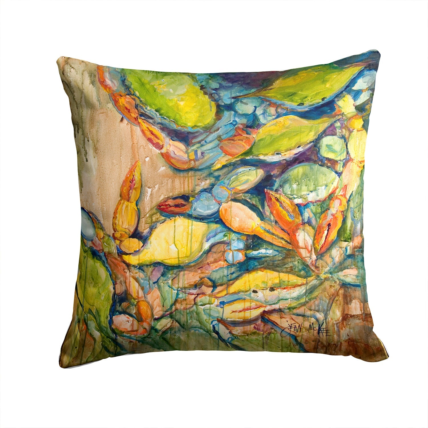 Jubilee Crabs Decorative Throw Pillow 14x14 Indoor Outdoor Accent Cushion, Fabric Cover with Insert for Sofa, Bed, Porch & Living Room