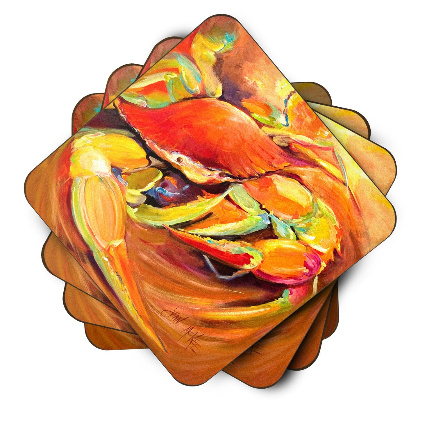 Crab Spice Foam Coasters Set of 4 Cup Coasters for Indoor Outdoor, Tabletop Protection, Anti Slip, Mouse pad Material