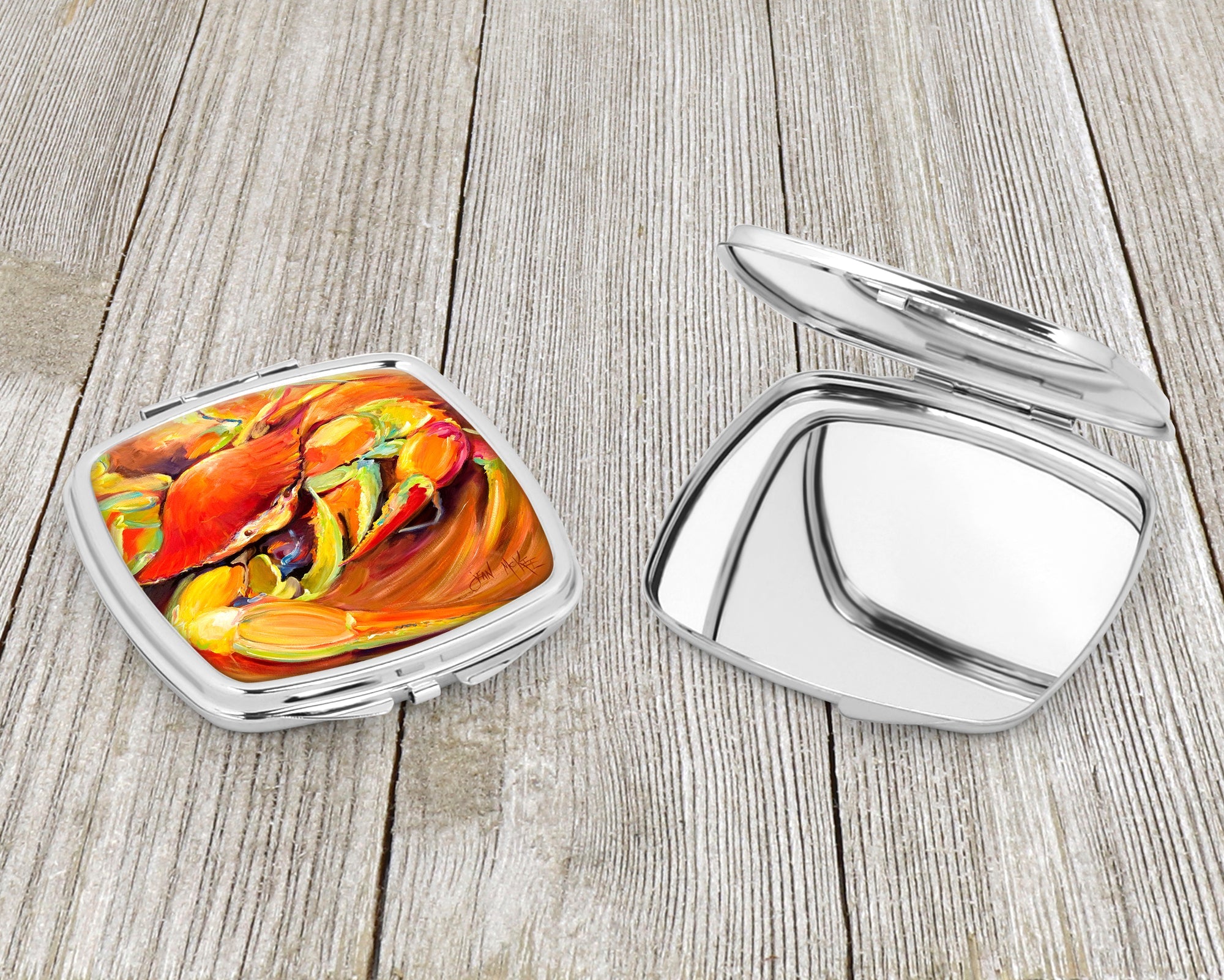 Crab Spice Compact Mirror Decorative Travel Makeup Mirror for Women Girls Gifts Pocket Makeup Mirror Folding Handheld