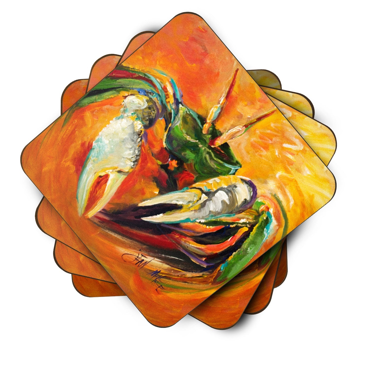 Small Orange Crab Foam Coasters Set of 4 Cup Coasters for Indoor Outdoor, Tabletop Protection, Anti Slip, Mouse pad Material