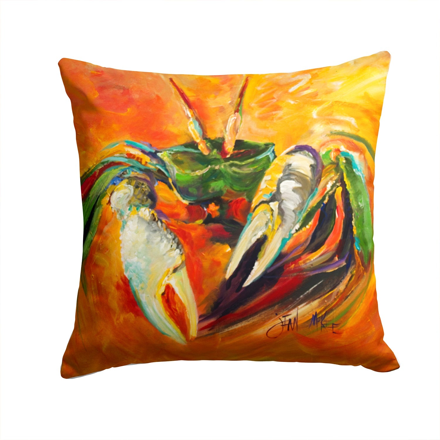 Small Orange Crab Decorative Throw Pillow 14x14 Indoor Outdoor Accent Cushion, Fabric Cover with Insert for Sofa, Bed, Porch & Living Room