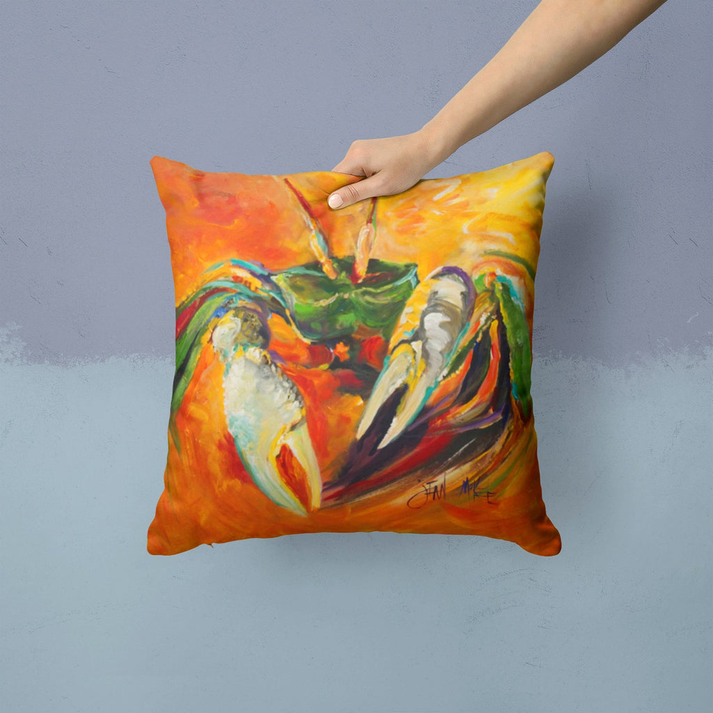 Small Orange Crab Decorative Throw Pillow 14x14 Indoor Outdoor Accent Cushion, Fabric Cover with Insert for Sofa, Bed, Porch & Living Room