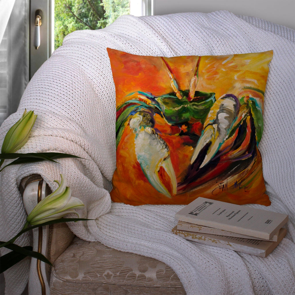 Small Orange Crab Decorative Throw Pillow 14x14 Indoor Outdoor Accent Cushion, Fabric Cover with Insert for Sofa, Bed, Porch & Living Room