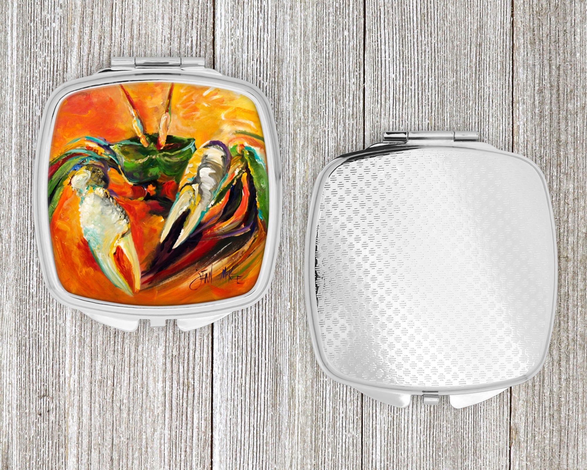 Small Orange Crab Compact Mirror Decorative Travel Makeup Mirror for Women Girls Gifts Pocket Makeup Mirror Folding Handheld