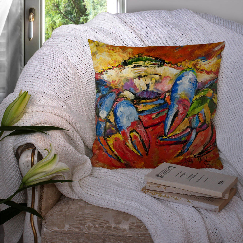 Red Crab Decorative Throw Pillow 14x14 Indoor Outdoor Accent Cushion, Fabric Cover with Insert for Sofa, Bed, Porch & Living Room