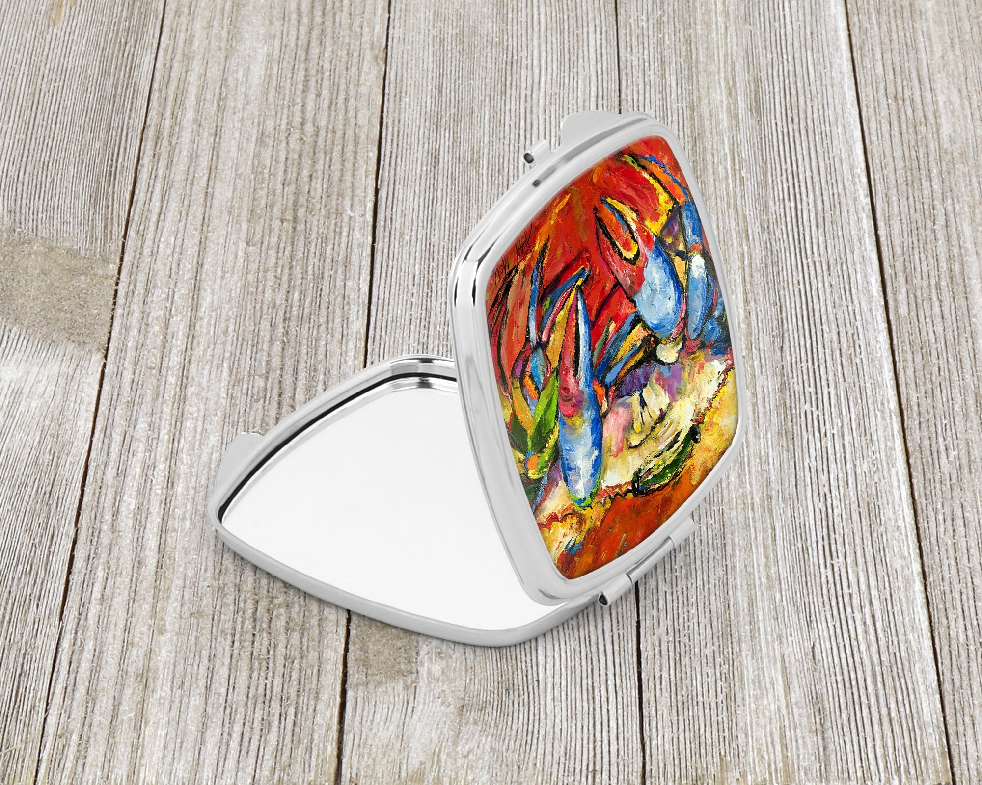 Red Crab Compact Mirror Decorative Travel Makeup Mirror for Women Girls Gifts Pocket Makeup Mirror Folding Handheld