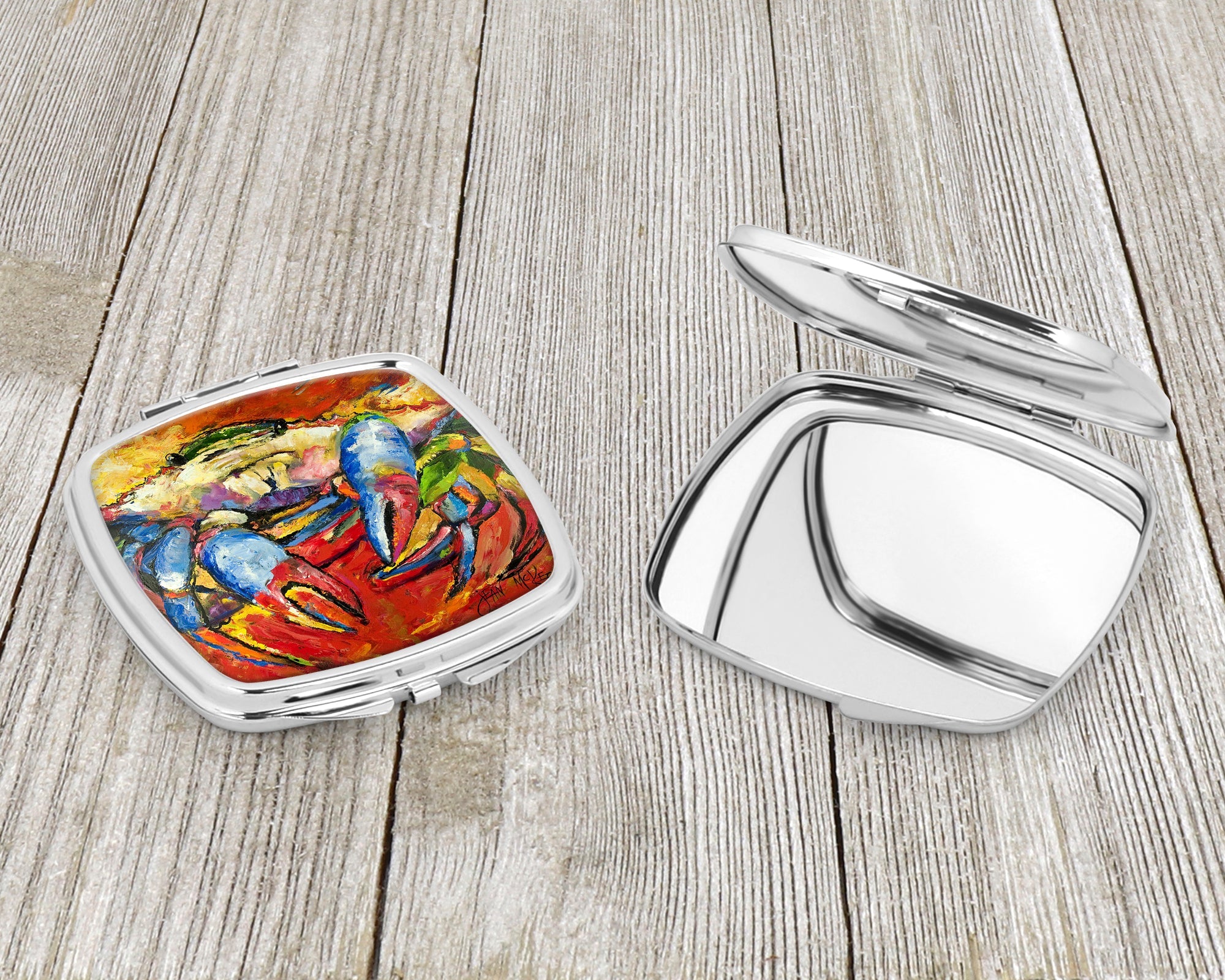 Red Crab Compact Mirror Decorative Travel Makeup Mirror for Women Girls Gifts Pocket Makeup Mirror Folding Handheld