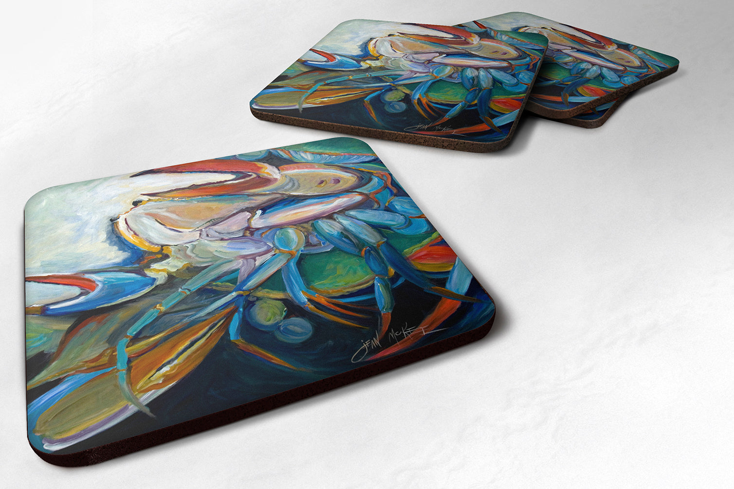 Belly Crab Foam Coasters Set of 4 Cup Coasters for Indoor Outdoor, Tabletop Protection, Anti Slip, Mouse pad Material
