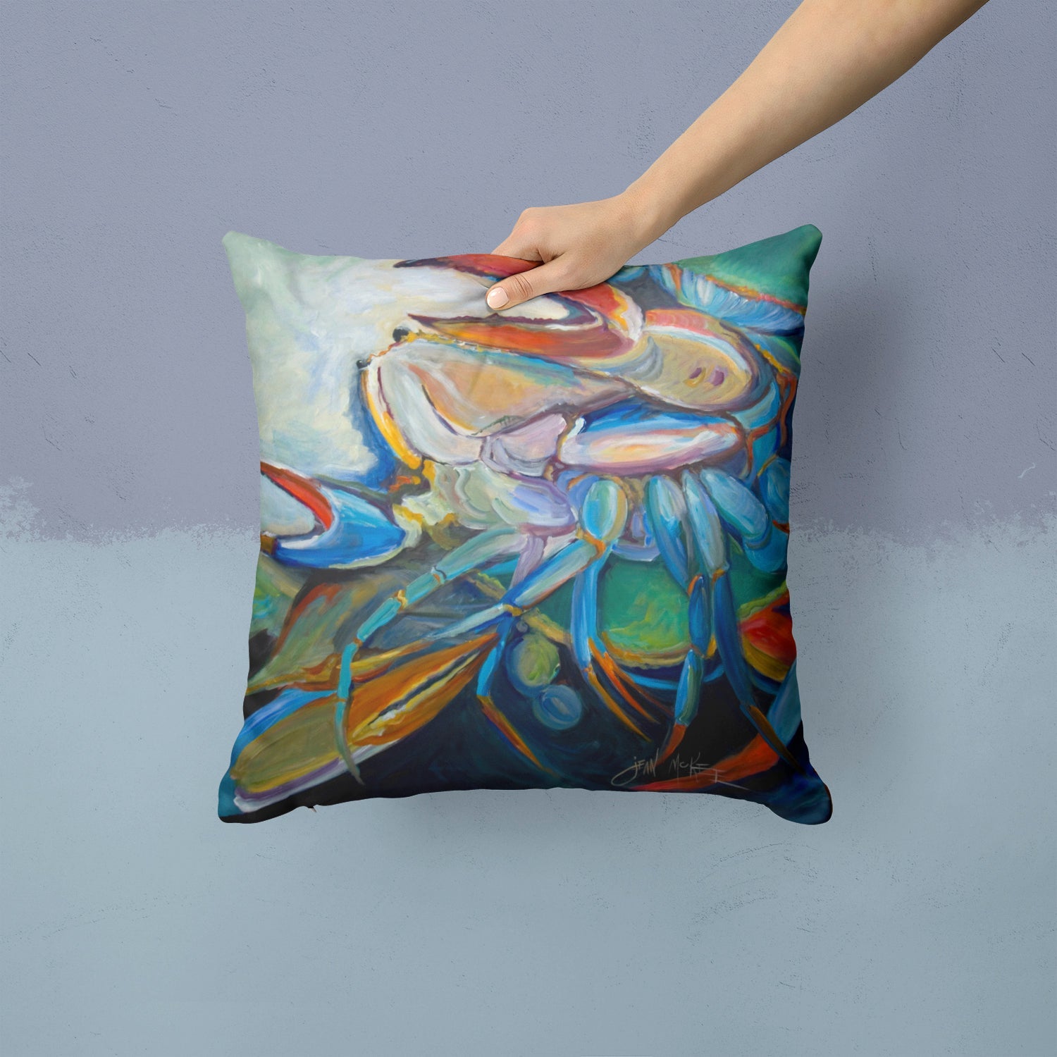 Belly Crab Decorative Throw Pillow 14x14 Indoor Outdoor Accent Cushion, Fabric Cover with Insert for Sofa, Bed, Porch & Living Room