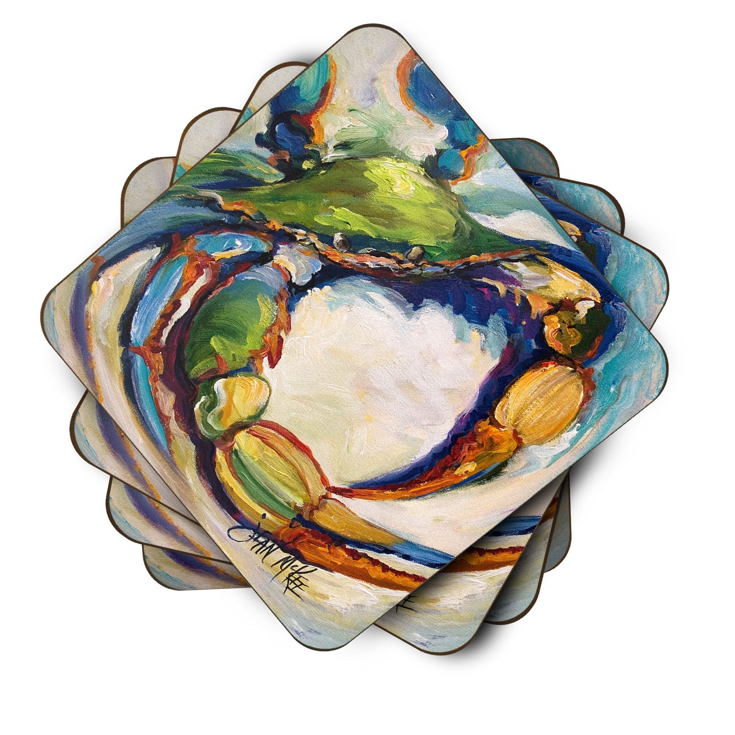 #21 Crab Foam Coasters Set of 4 Cup Coasters for Indoor Outdoor, Tabletop Protection, Anti Slip, Mouse pad Material
