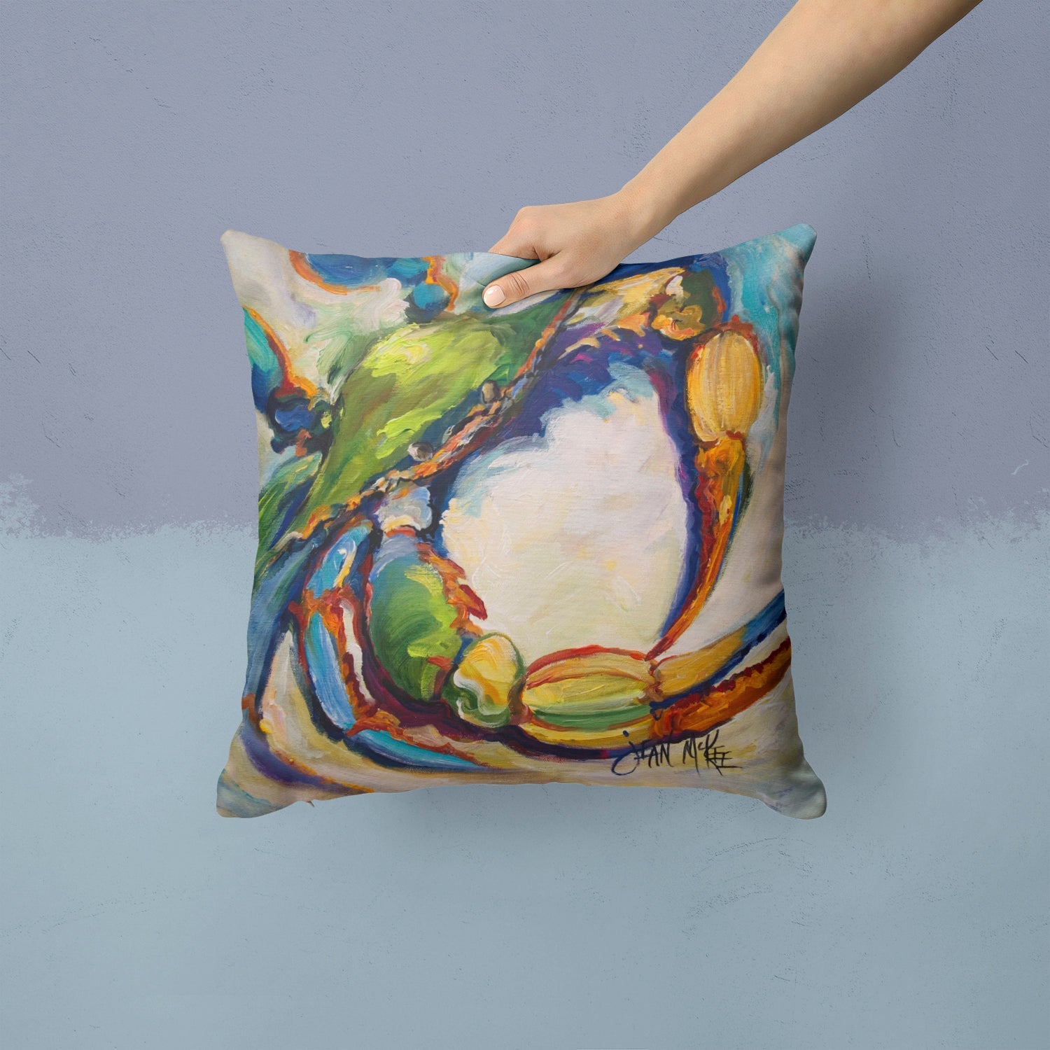 #21 Crab Decorative Throw Pillow 14x14 Indoor Outdoor Accent Cushion, Fabric Cover with Insert for Sofa, Bed, Porch & Living Room