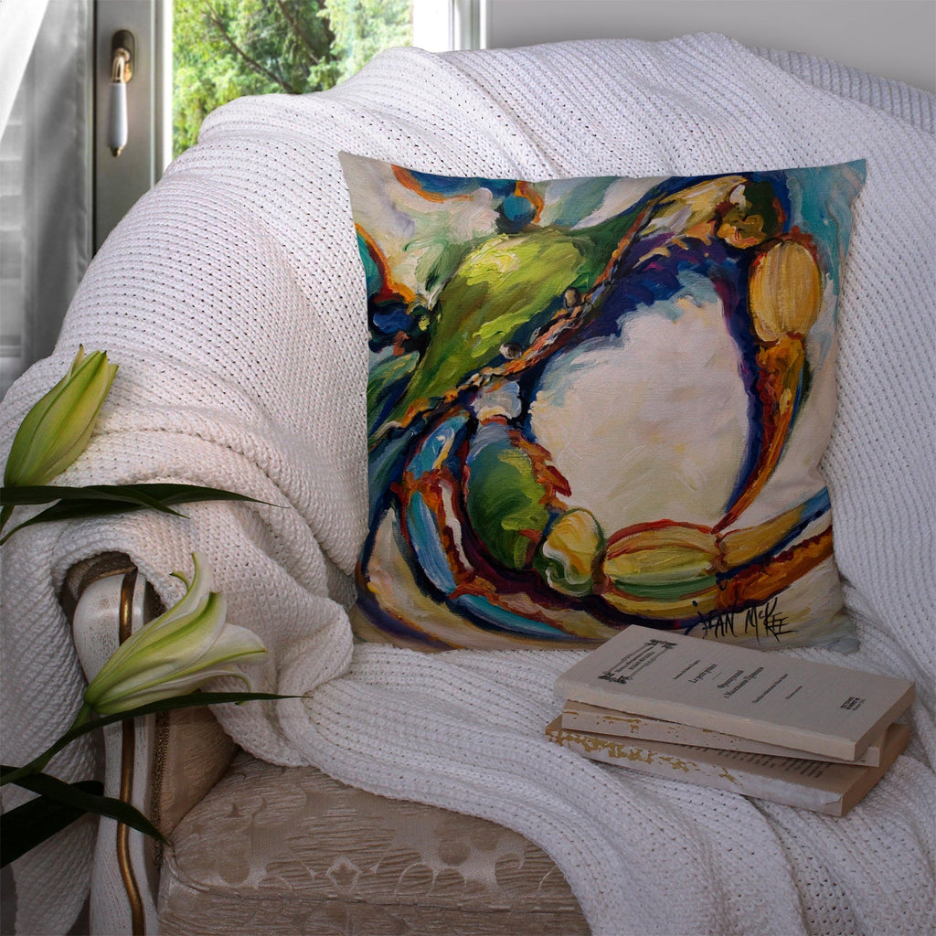 #21 Crab Decorative Throw Pillow 14x14 Indoor Outdoor Accent Cushion, Fabric Cover with Insert for Sofa, Bed, Porch & Living Room