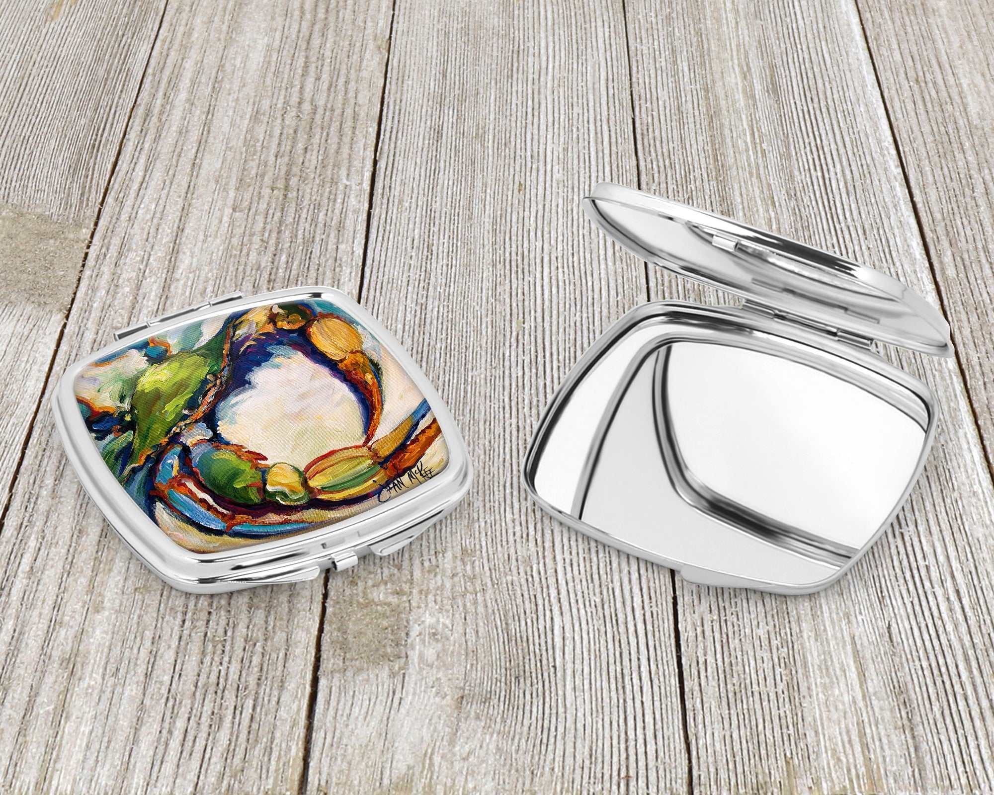 #21 Crab Compact Mirror Decorative Travel Makeup Mirror for Women Girls Gifts Pocket Makeup Mirror Folding Handheld