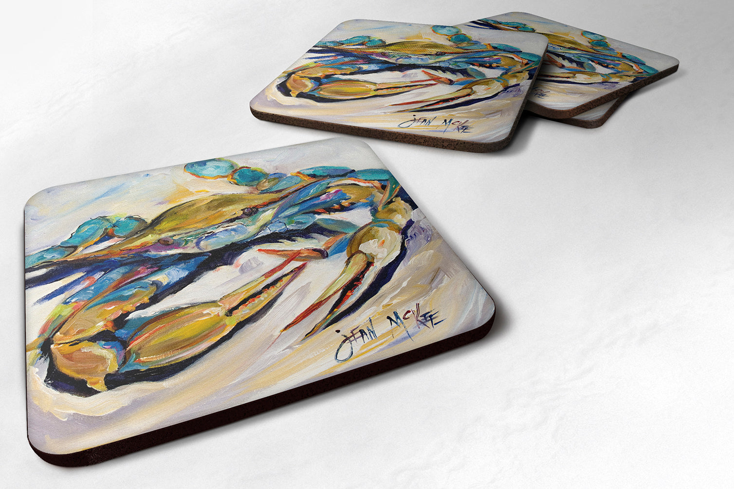 #20 Crab Foam Coasters Set of 4 Cup Coasters for Indoor Outdoor, Tabletop Protection, Anti Slip, Mouse pad Material