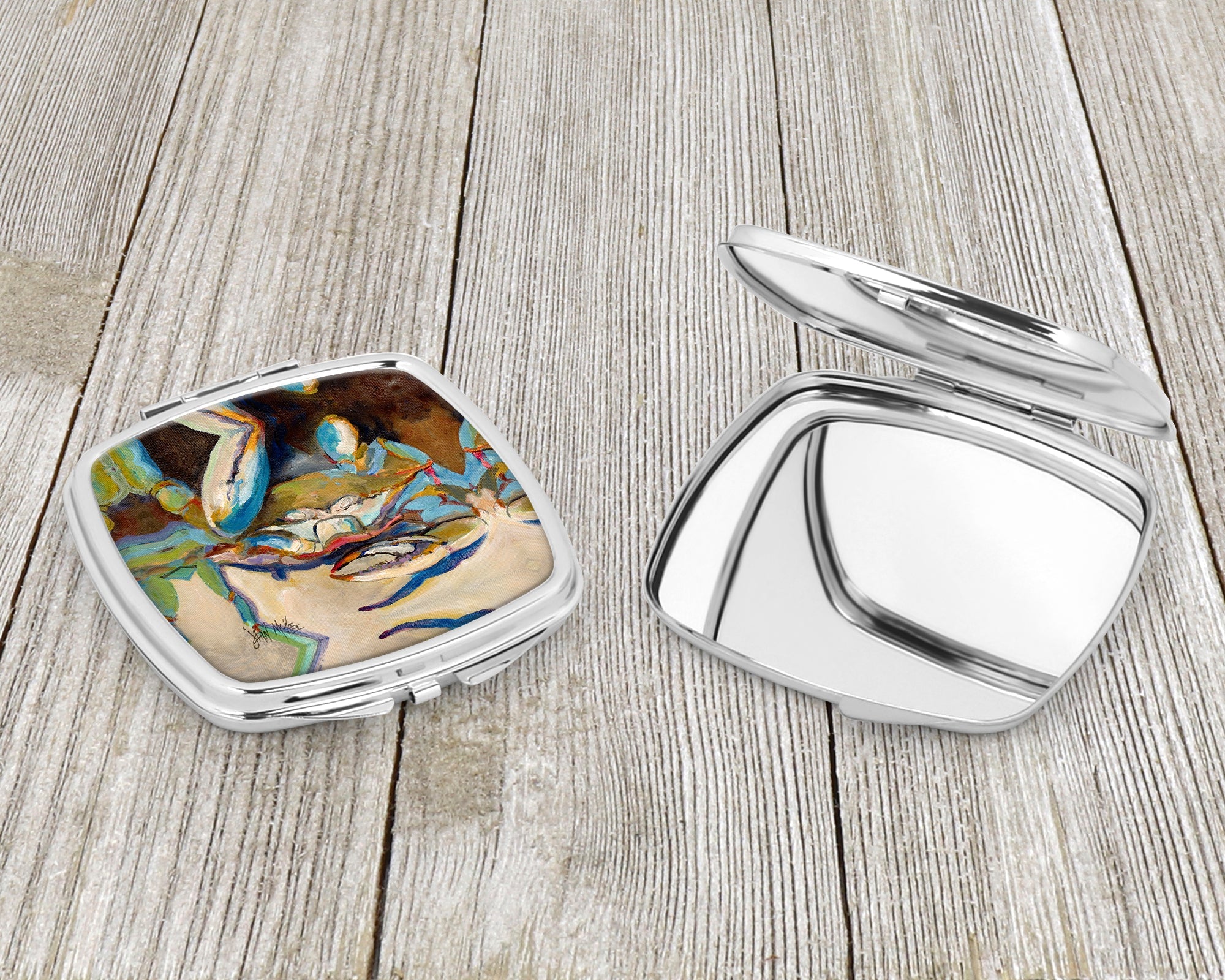 Three Big Claw Crab Compact Mirror Decorative Travel Makeup Mirror for Women Girls Gifts Pocket Makeup Mirror Folding Handheld