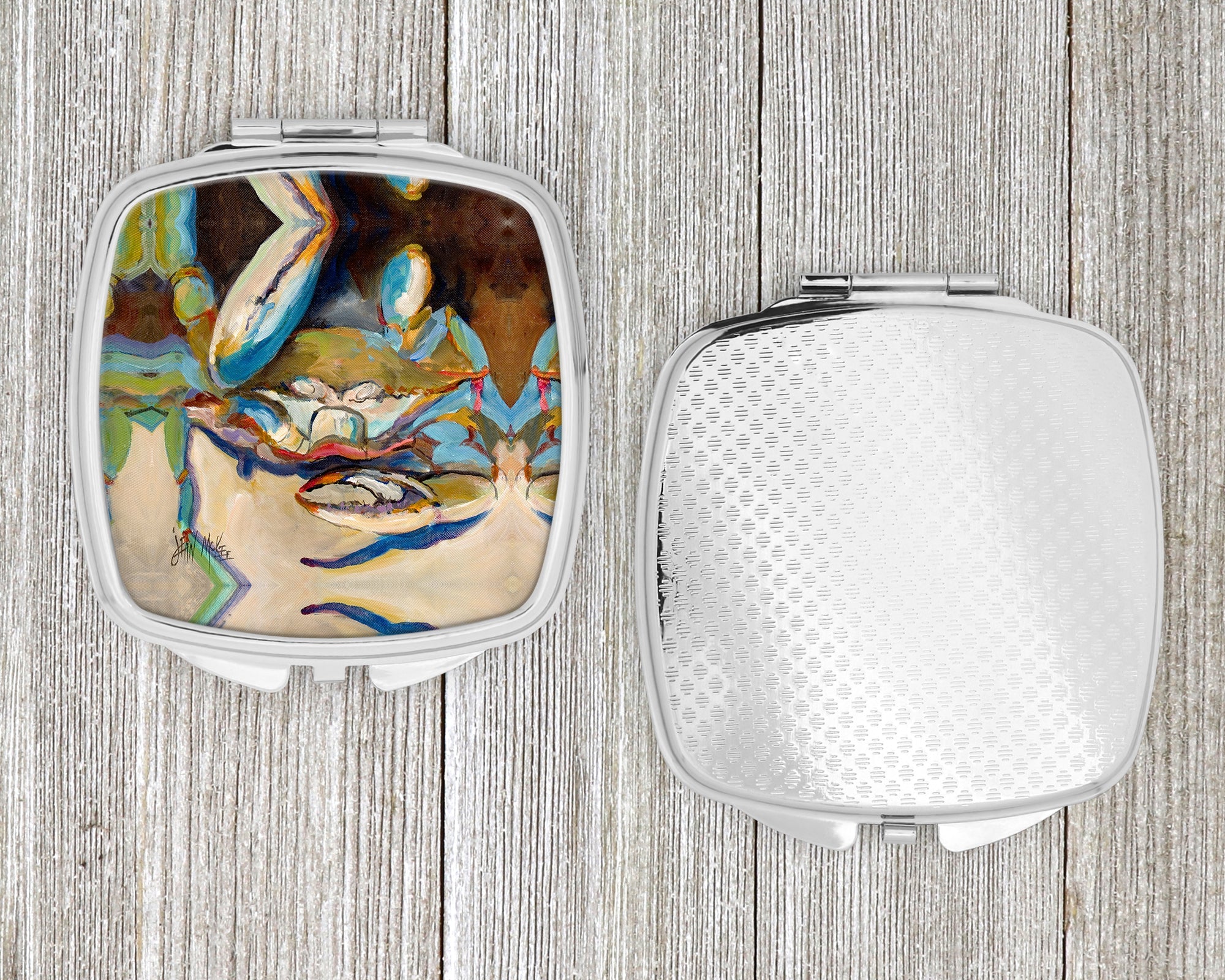 Three Big Claw Crab Compact Mirror Decorative Travel Makeup Mirror for Women Girls Gifts Pocket Makeup Mirror Folding Handheld