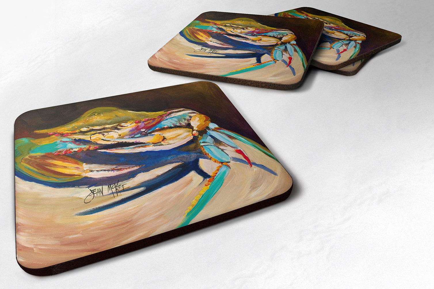 Crab to Claw UP Crab Foam Coasters Set of 4 Cup Coasters for Indoor Outdoor, Tabletop Protection, Anti Slip, Mouse pad Material