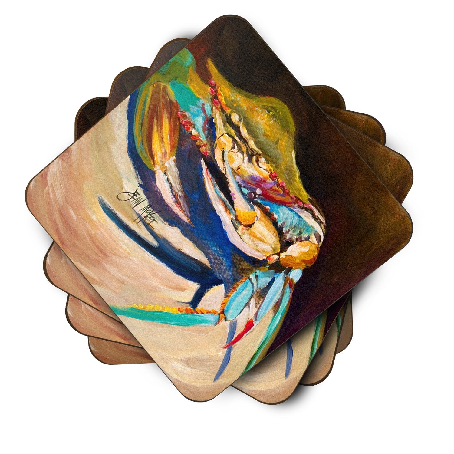 Crab to Claw UP Crab Foam Coasters Set of 4 Cup Coasters for Indoor Outdoor, Tabletop Protection, Anti Slip, Mouse pad Material