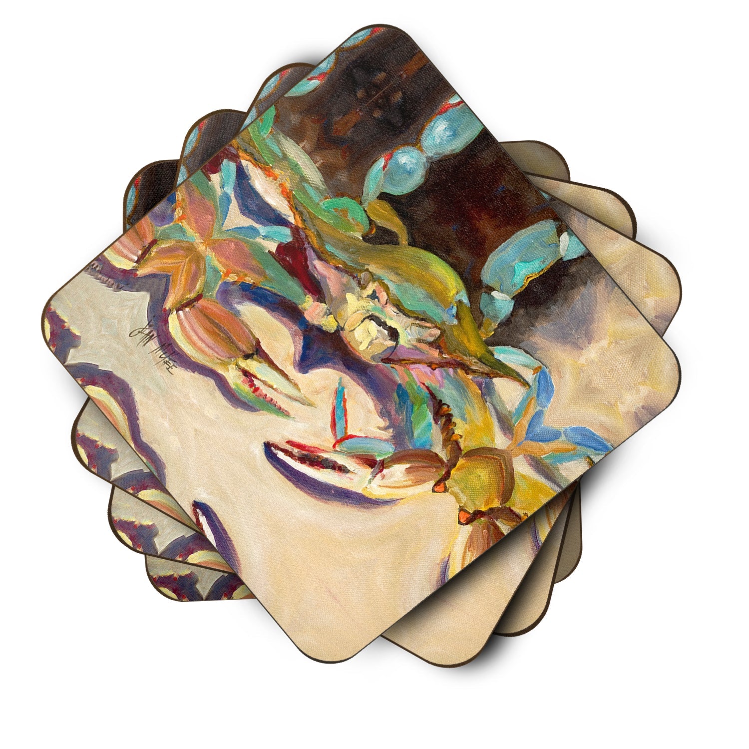 Crab tailfin Crab Foam Coasters Set of 4 Cup Coasters for Indoor Outdoor, Tabletop Protection, Anti Slip, Mouse pad Material