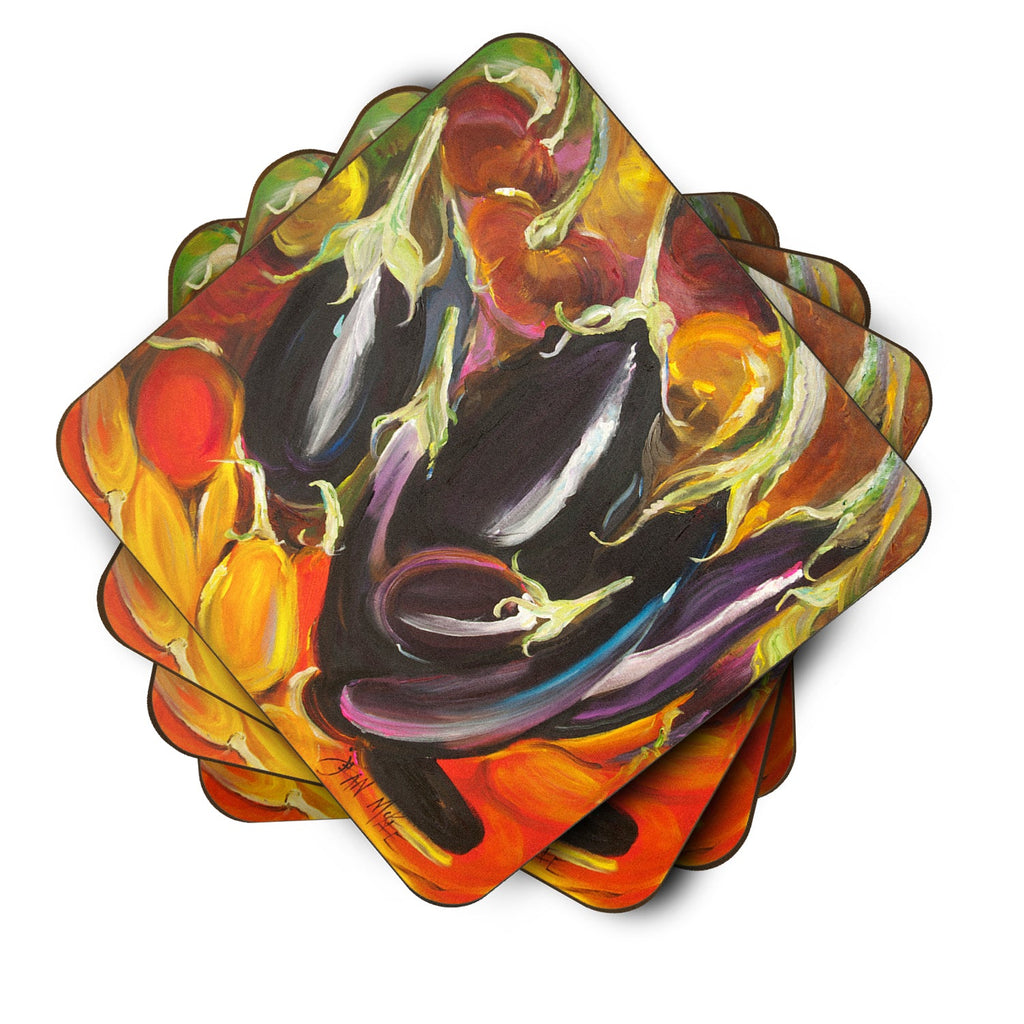 Eggplant Foam Coasters Set of 4 Cup Coasters for Indoor Outdoor, Tabletop Protection, Anti Slip, Mouse pad Material