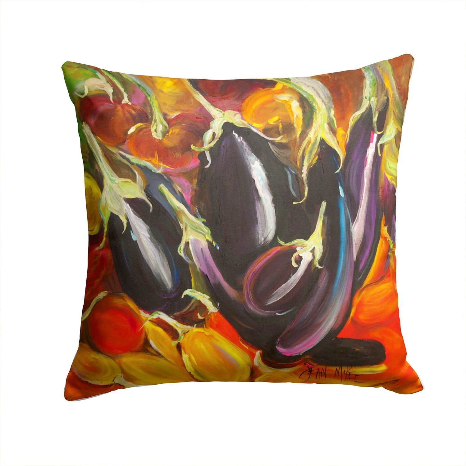 Eggplant Decorative Throw Pillow 14x14 Indoor Outdoor Accent Cushion, Fabric Cover with Insert for Sofa, Bed, Porch & Living Room