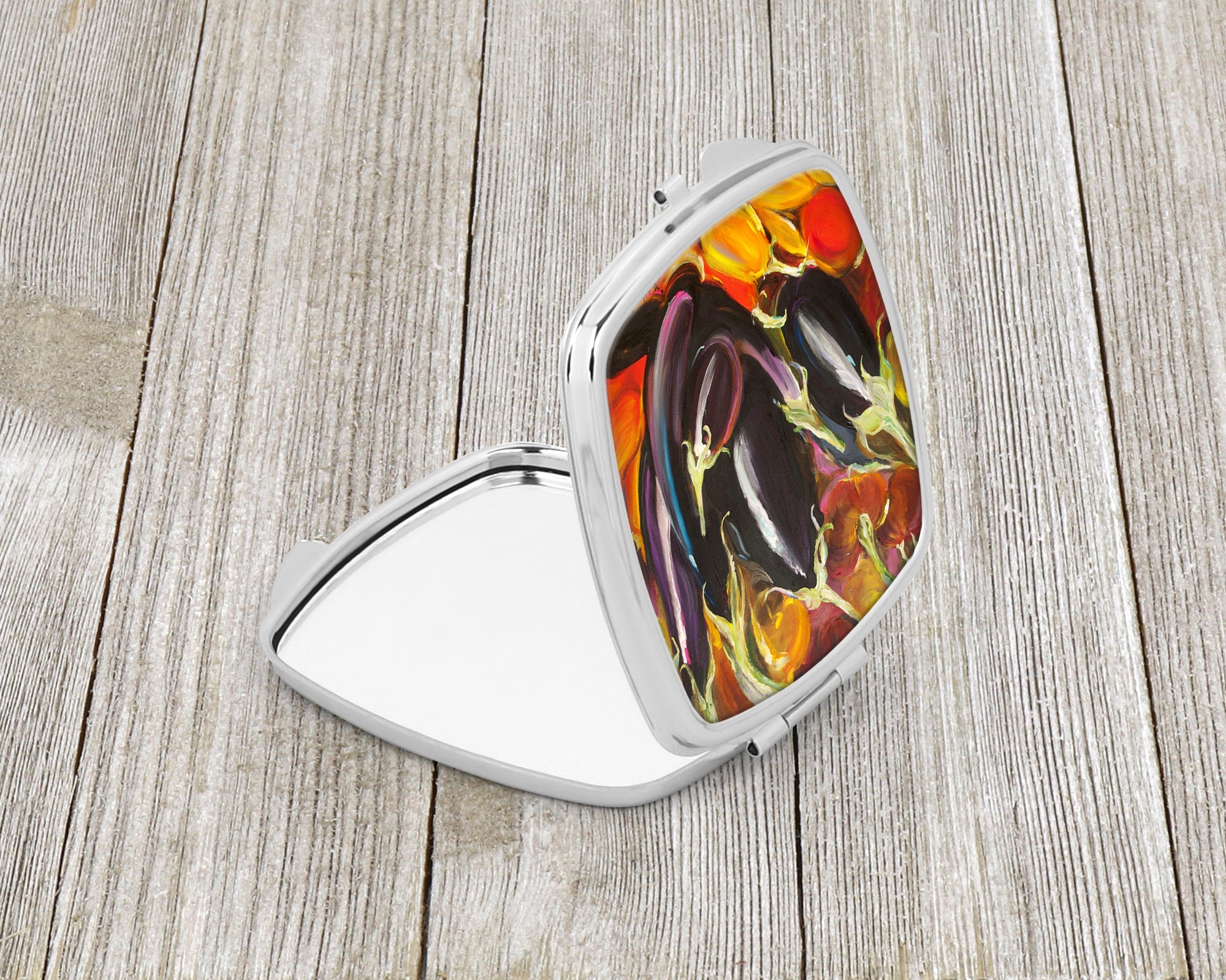 Eggplant Compact Mirror Decorative Travel Makeup Mirror for Women Girls Gifts Pocket Makeup Mirror Folding Handheld