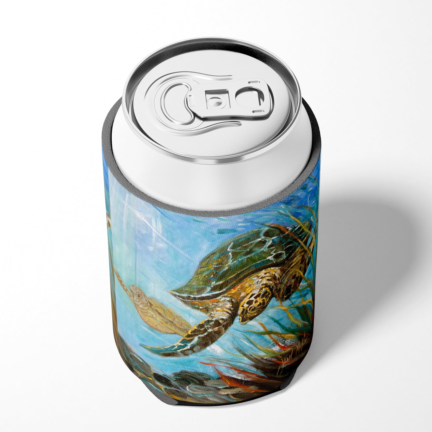Loggerhead Sea Turtle Can or Bottle Hugger Cooler Sleeve for Standard 12 oz Cans, Insulated Foam Beer & Soda Can Hugger Reusable
