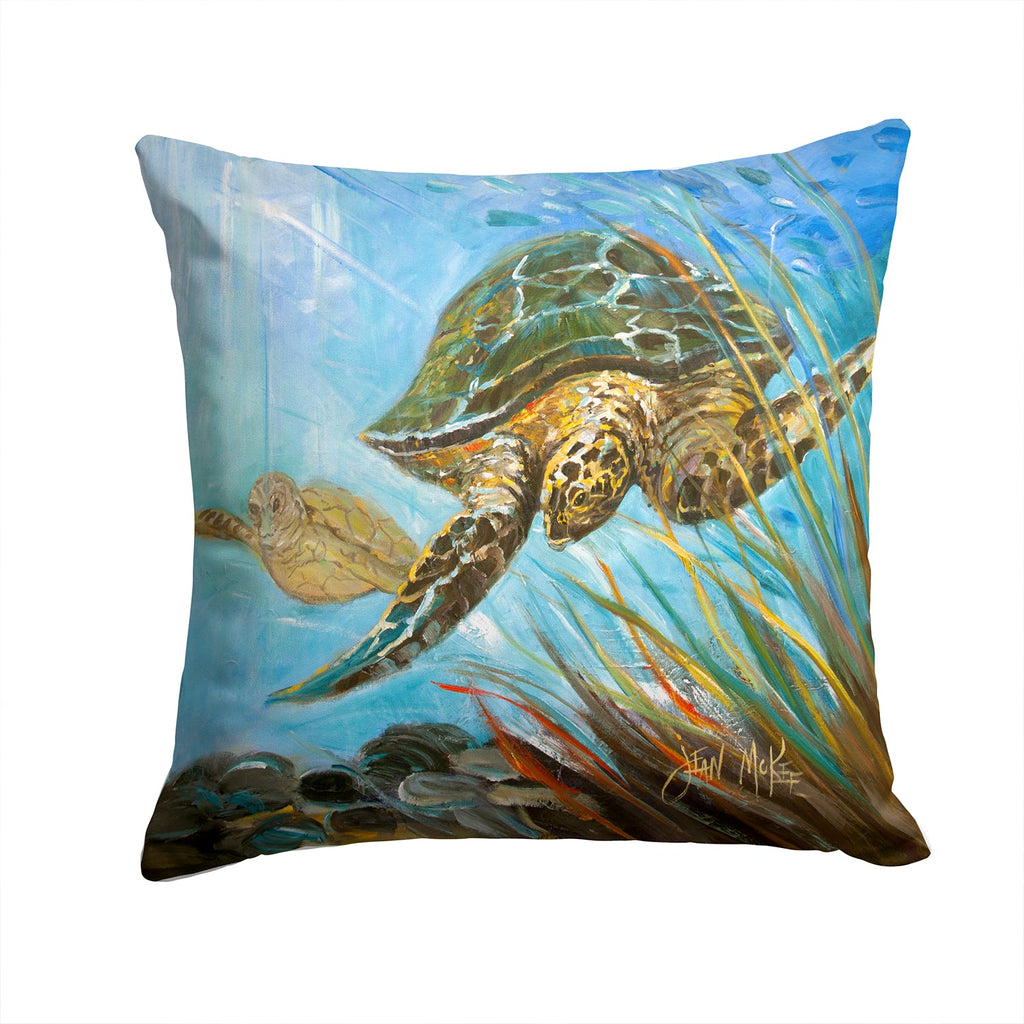 Loggerhead Sea Turtle Decorative Throw Pillow 14x14 Indoor Outdoor Accent Cushion, Fabric Cover with Insert for Sofa, Bed, Porch & Living Room