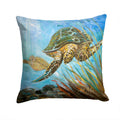 Loggerhead Sea Turtle Decorative Throw Pillow 14x14 Indoor Outdoor Accent Cushion, Fabric Cover with Insert for Sofa, Bed, Porch & Living Room