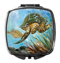 Loggerhead Sea Turtle Compact Mirror Decorative Travel Makeup Mirror for Women Girls Gifts Pocket Makeup Mirror Folding Handheld