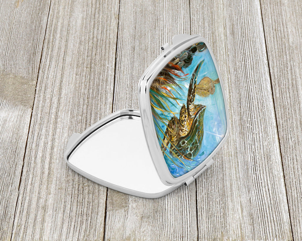 Loggerhead Sea Turtle Compact Mirror Decorative Travel Makeup Mirror for Women Girls Gifts Pocket Makeup Mirror Folding Handheld