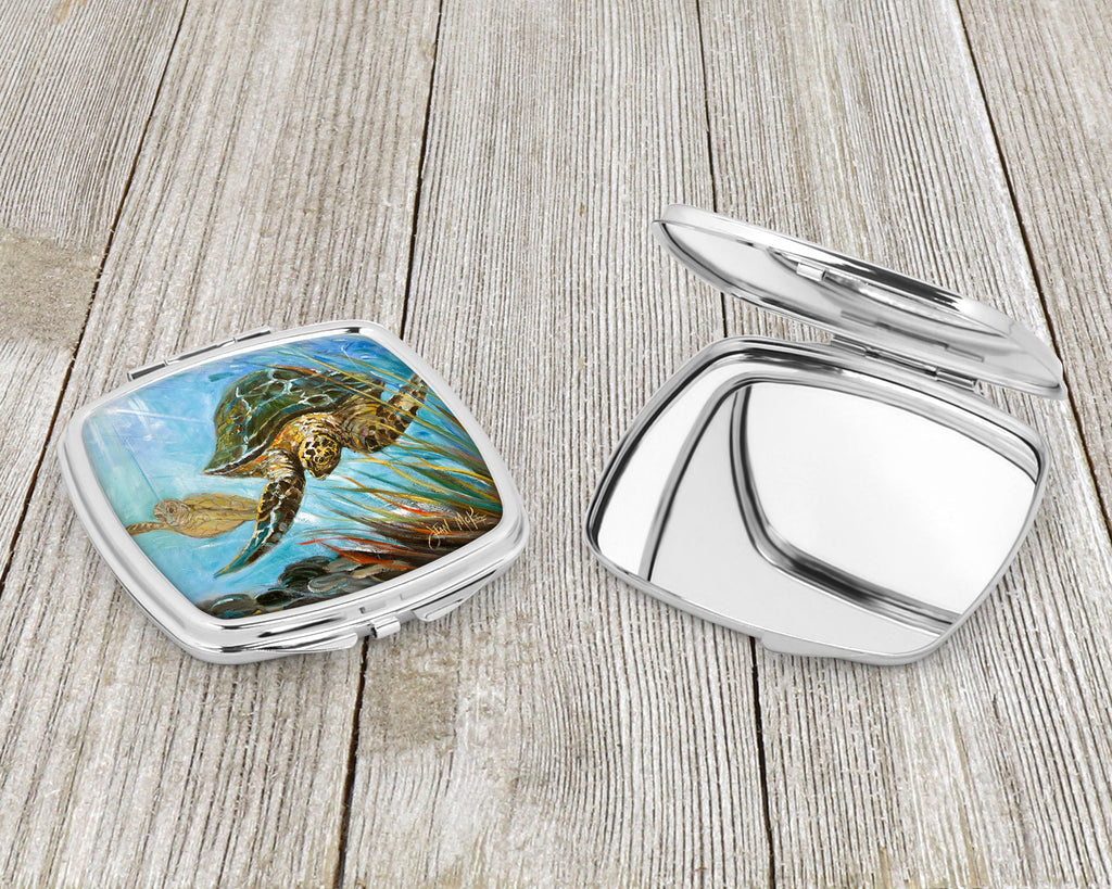 Loggerhead Sea Turtle Compact Mirror Decorative Travel Makeup Mirror for Women Girls Gifts Pocket Makeup Mirror Folding Handheld