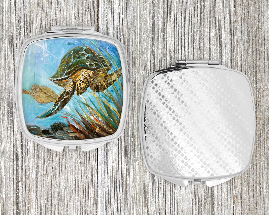 Loggerhead Sea Turtle Compact Mirror Decorative Travel Makeup Mirror for Women Girls Gifts Pocket Makeup Mirror Folding Handheld