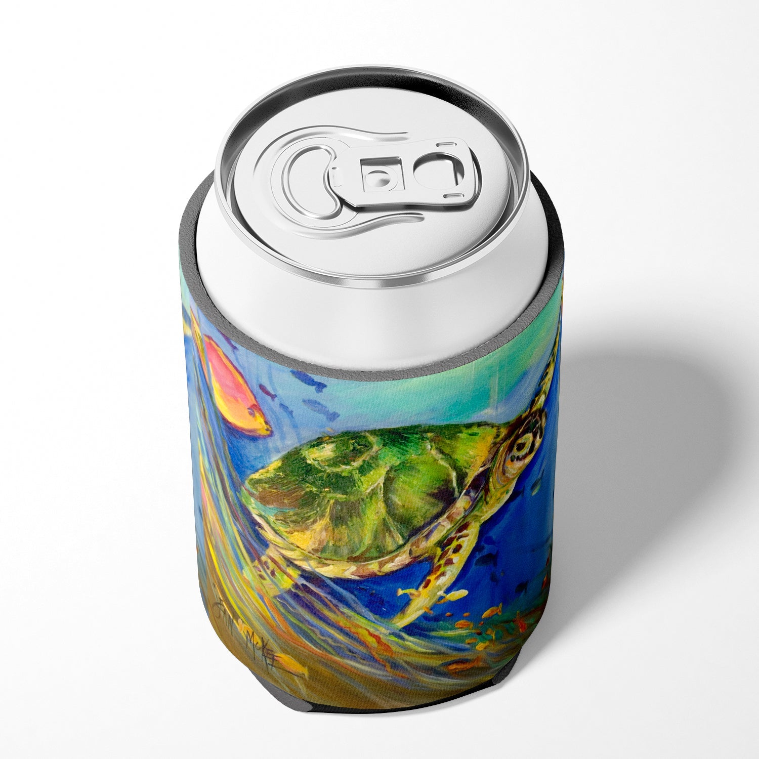 Loggerhead Sea Turtle Can or Bottle Hugger Cooler Sleeve for Standard 12 oz Cans, Insulated Foam Beer & Soda Can Hugger Reusable