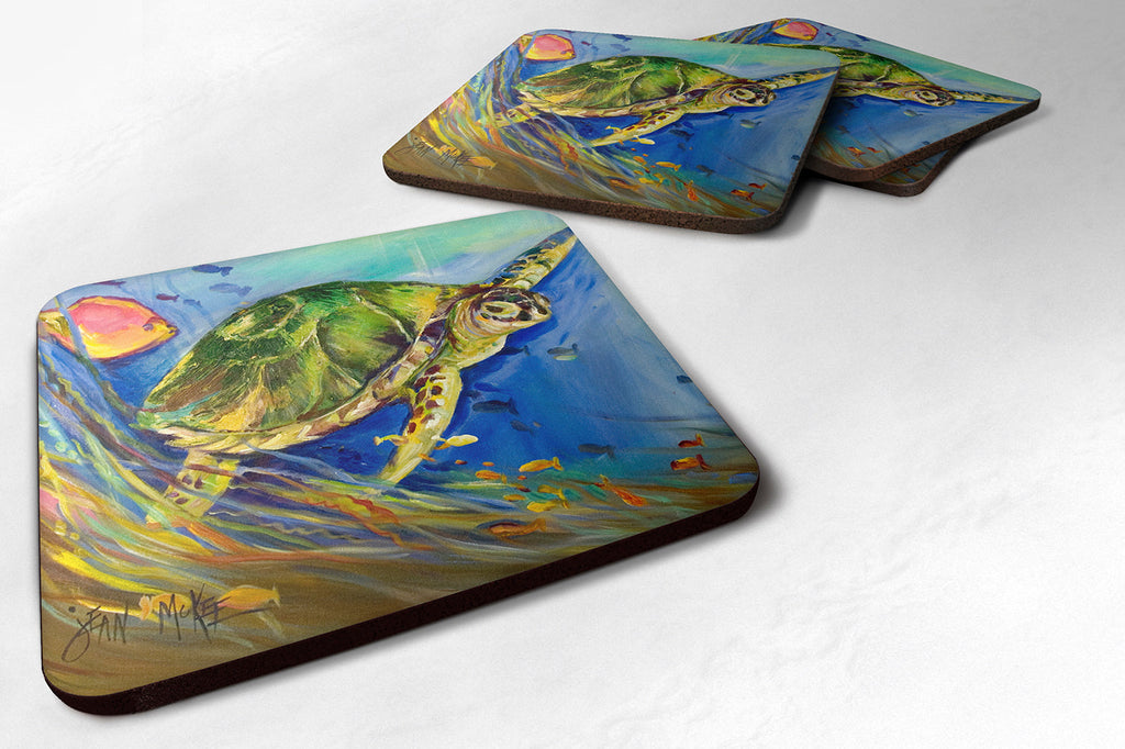 Loggerhead Sea Turtle Foam Coasters Set of 4 Cup Coasters for Indoor Outdoor, Tabletop Protection, Anti Slip, Mouse pad Material