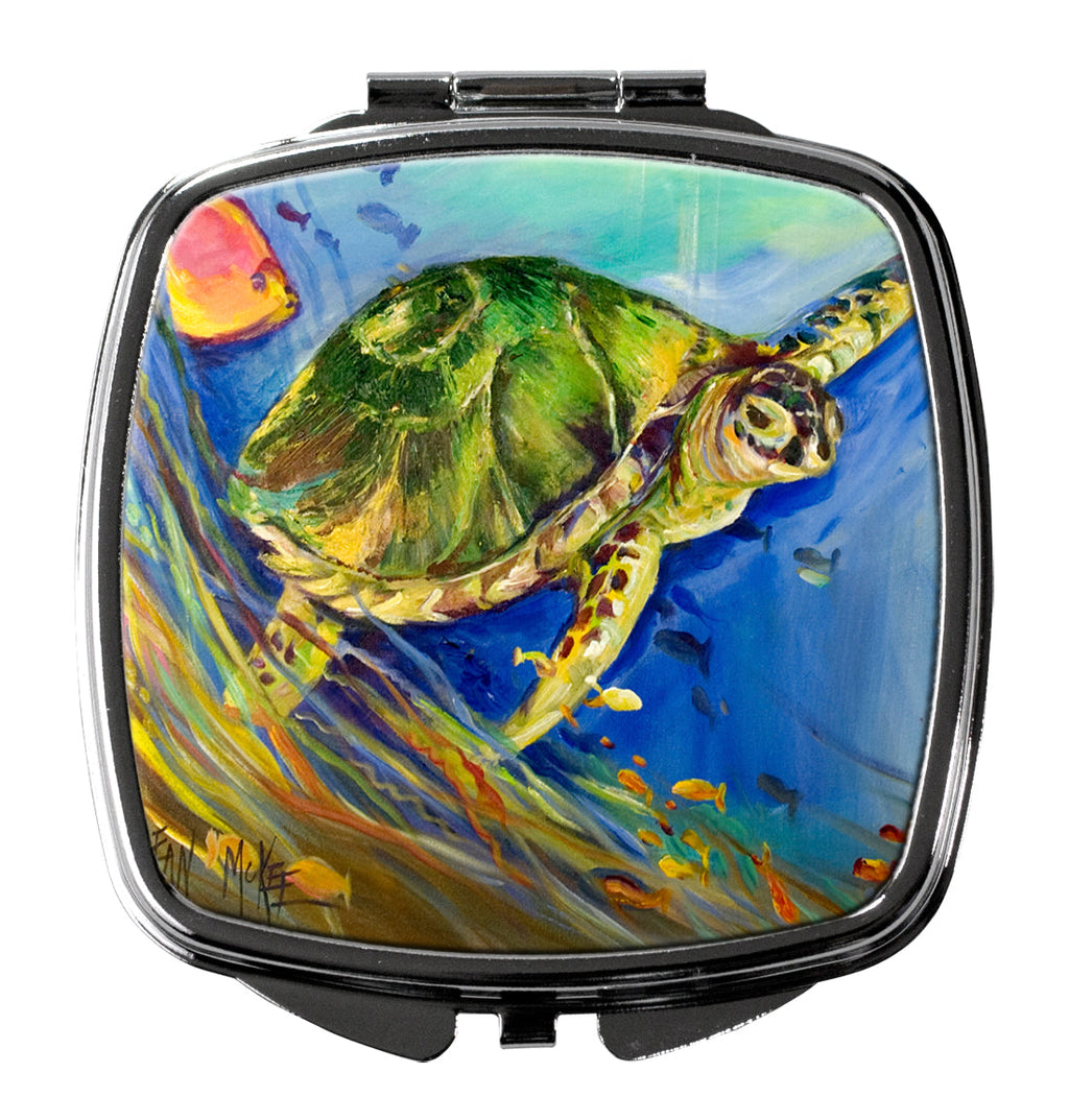 Loggerhead Sea Turtle Compact Mirror Decorative Travel Makeup Mirror for Women Girls Gifts Pocket Makeup Mirror Folding Handheld