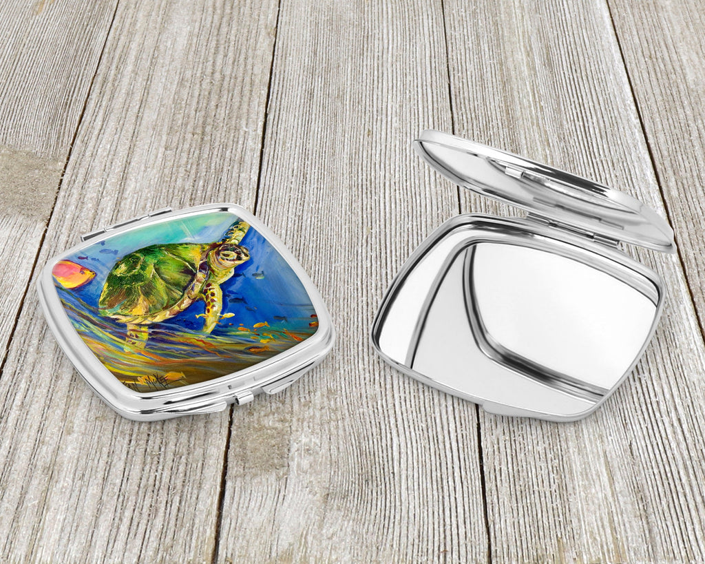 Loggerhead Sea Turtle Compact Mirror Decorative Travel Makeup Mirror for Women Girls Gifts Pocket Makeup Mirror Folding Handheld