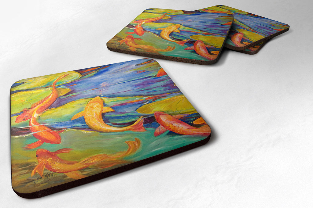 Koi Foam Coasters Set of 4 Cup Coasters for Indoor Outdoor, Tabletop Protection, Anti Slip, Mouse pad Material