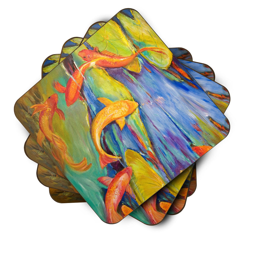 Koi Foam Coasters Set of 4 Cup Coasters for Indoor Outdoor, Tabletop Protection, Anti Slip, Mouse pad Material