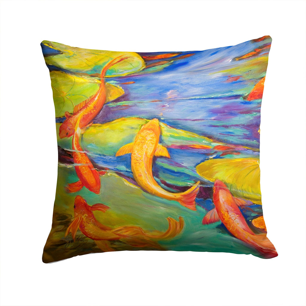 Koi Decorative Throw Pillow 14x14 Indoor Outdoor Accent Cushion, Fabric Cover with Insert for Sofa, Bed, Porch & Living Room