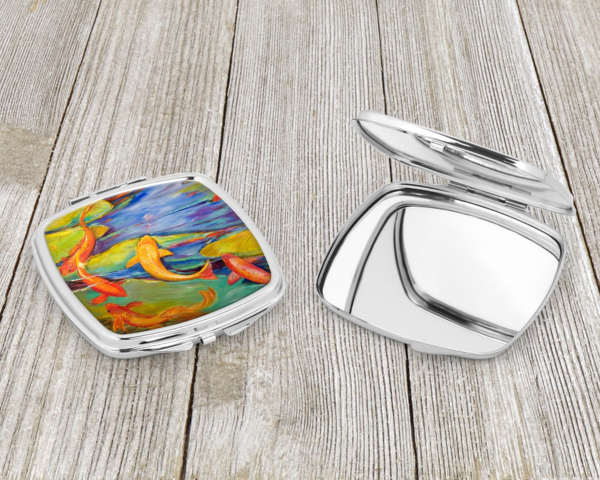 Koi Compact Mirror Decorative Travel Makeup Mirror for Women Girls Gifts Pocket Makeup Mirror Folding Handheld