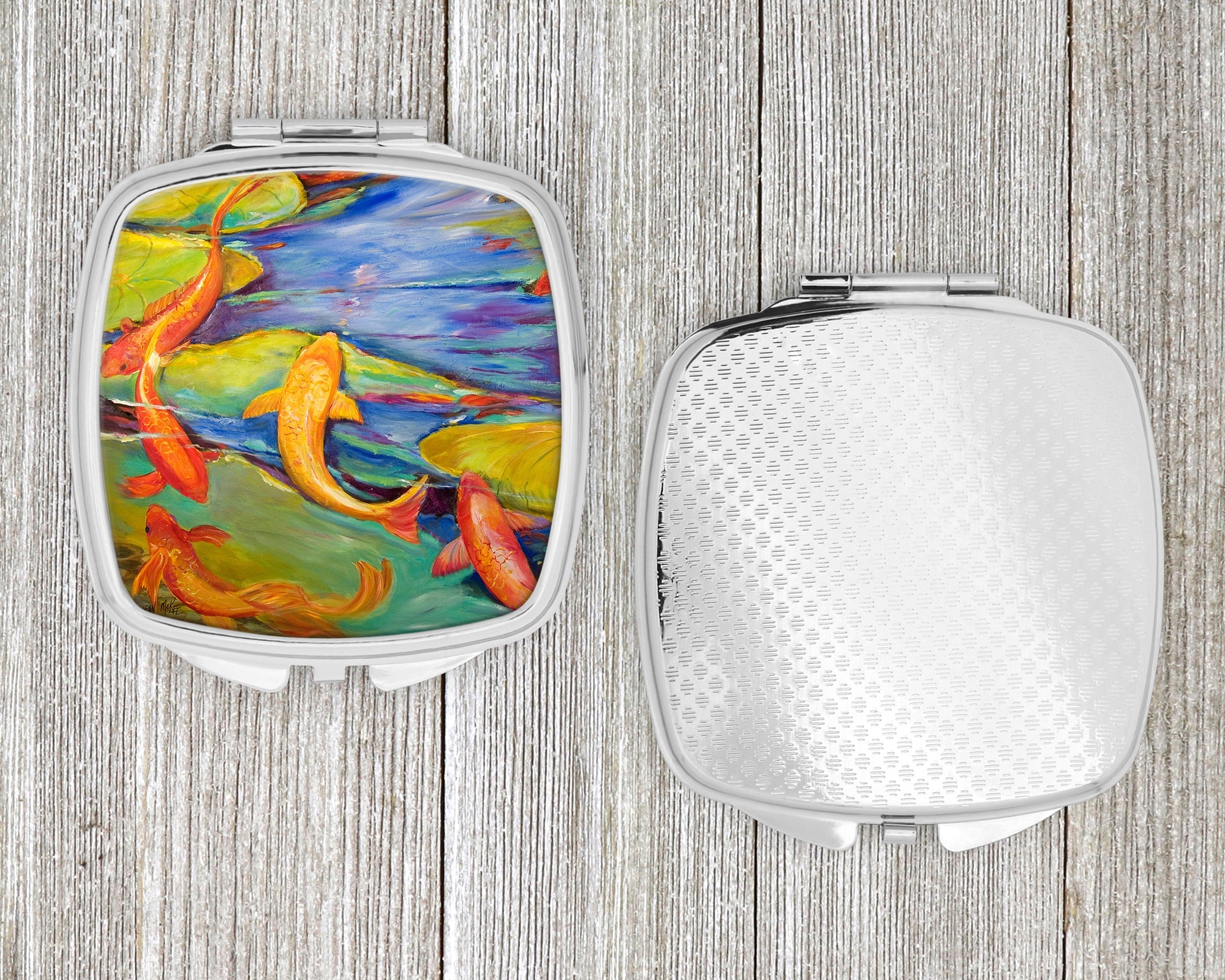Koi Compact Mirror Decorative Travel Makeup Mirror for Women Girls Gifts Pocket Makeup Mirror Folding Handheld