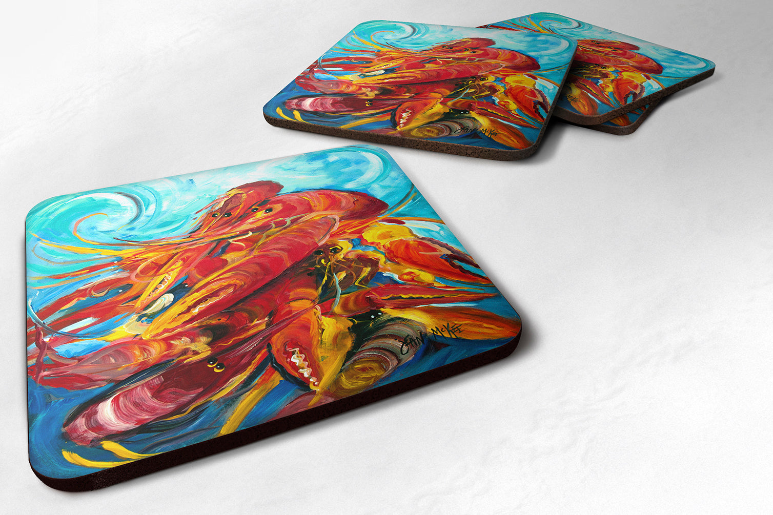 Crawfish Foam Coasters Set of 4 Cup Coasters for Indoor Outdoor, Tabletop Protection, Anti Slip, Mouse pad Material
