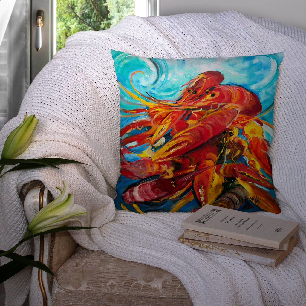 Crawfish Decorative Throw Pillow 14x14 Indoor Outdoor Accent Cushion, Fabric Cover with Insert for Sofa, Bed, Porch & Living Room